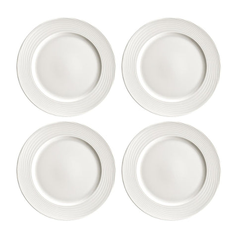 Bonna China Loop dia.9"  Round Warm White Porcelain Plate (Set of 4)