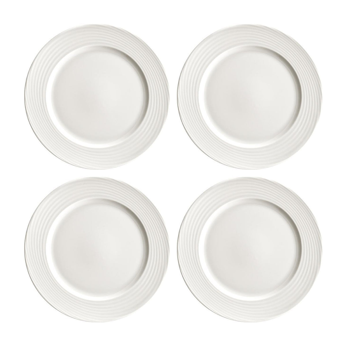 Bonna China Loop dia.10.5"  Round Warm White Porcelain Plate (Set of 4)