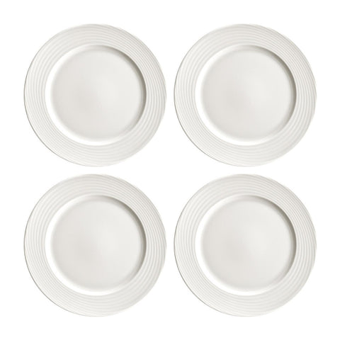 Bonna China Loop dia.10.5"  Round Warm White Porcelain Plate (Set of 4)