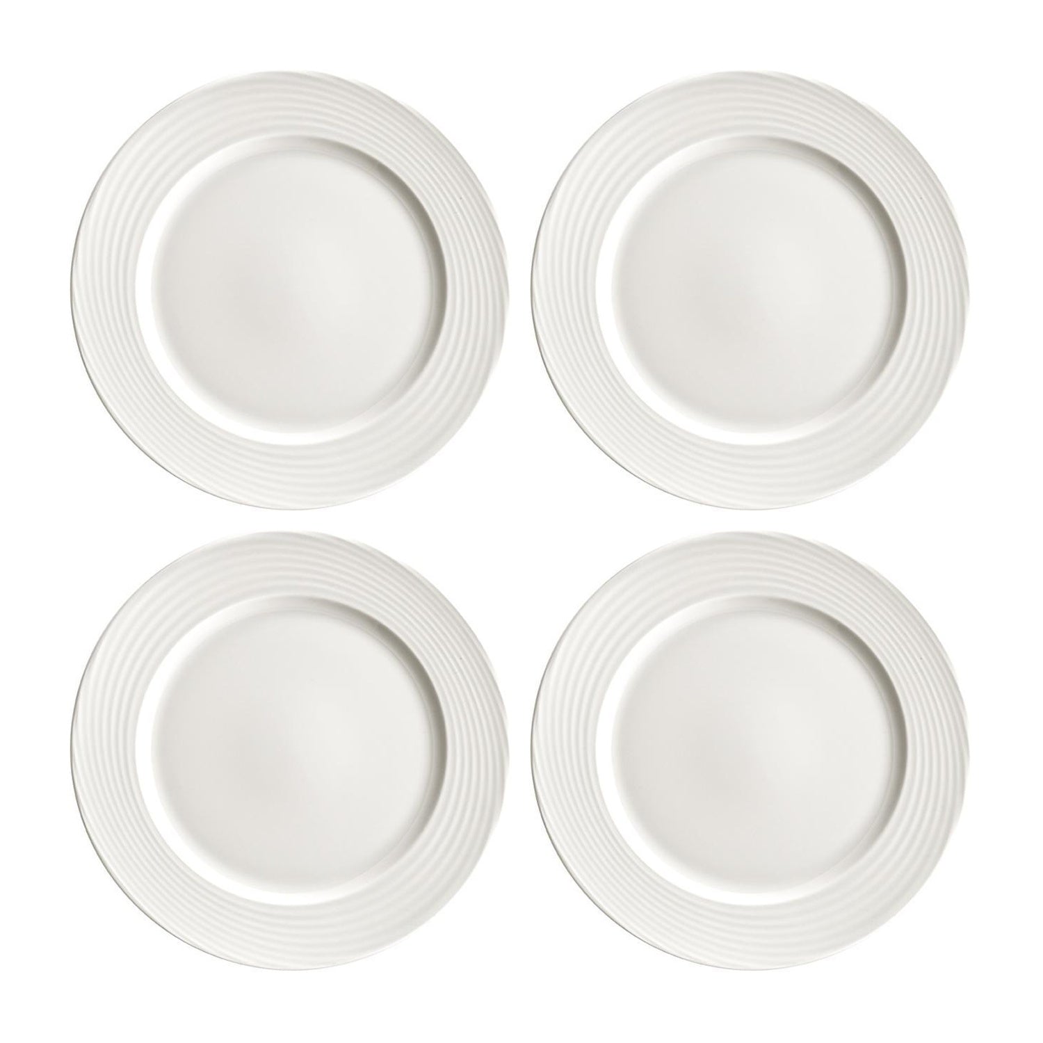 Bonna China Loop dia.12"  Round Warm White Porcelain Plate (Set of 4)