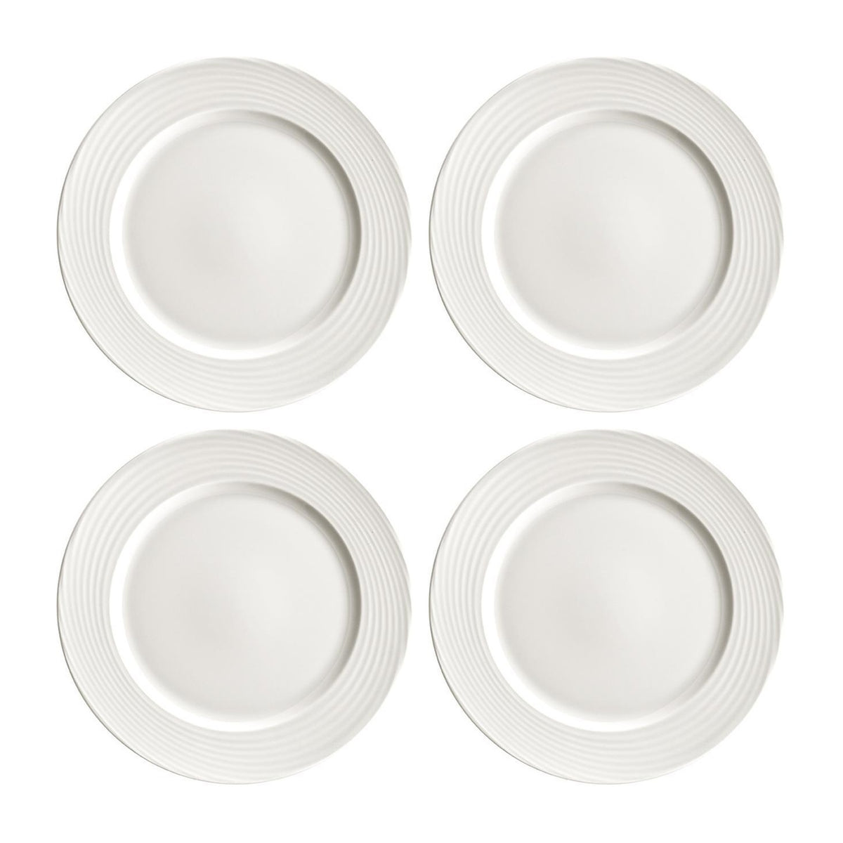 Bonna China Loop dia.12"  Round Warm White Porcelain Plate (Set of 4)