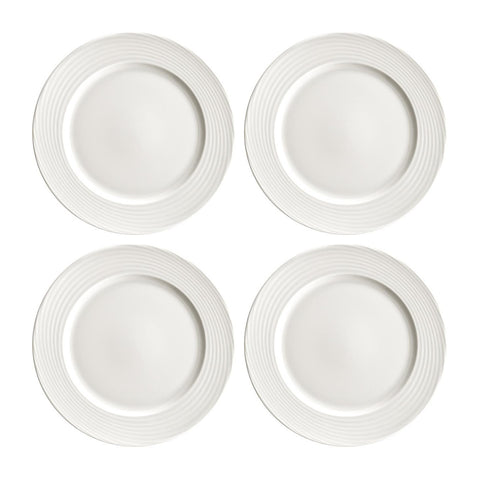 Bonna China Loop dia.12"  Round Warm White Porcelain Plate (Set of 4)