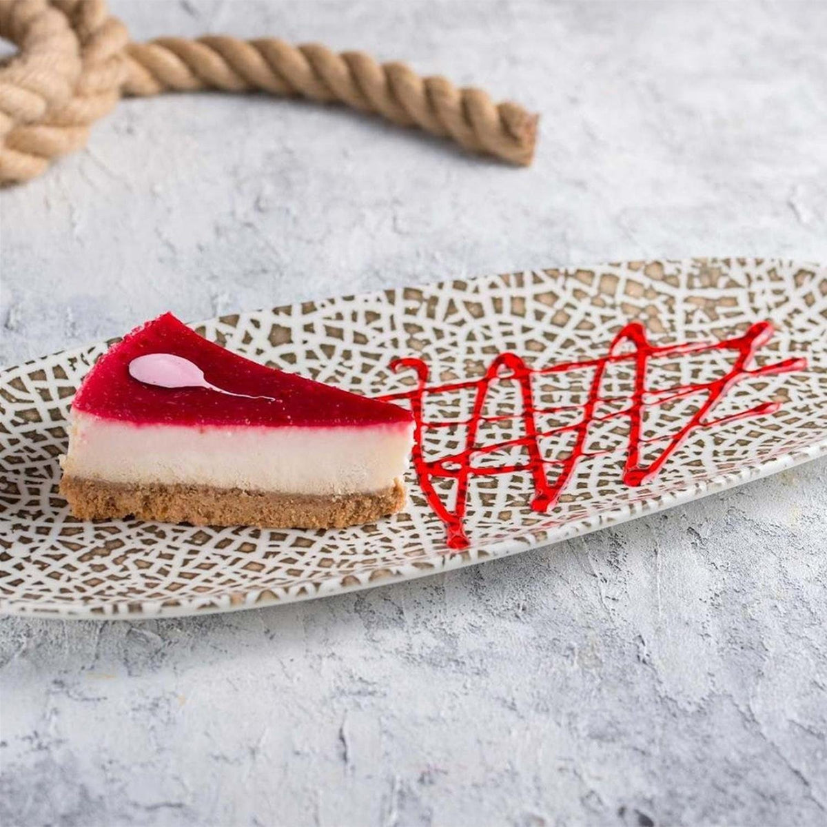 Lapya Wood 14" x 7" x h:1" Organic Decorated Vitrified Platter