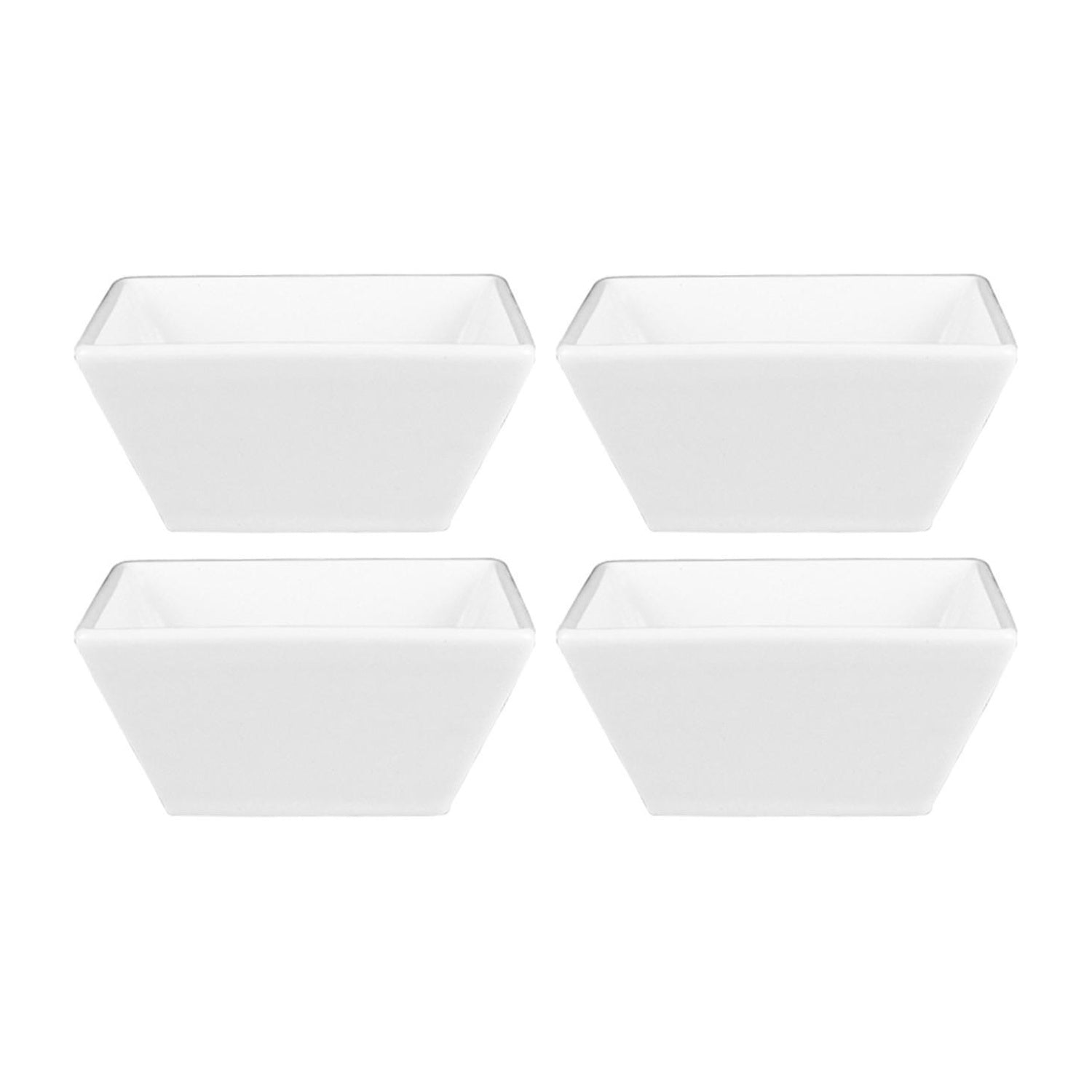 Merid Square White Porcelain Bowl 4" x 4" x h:2" 7 oz. (Set of 4)
