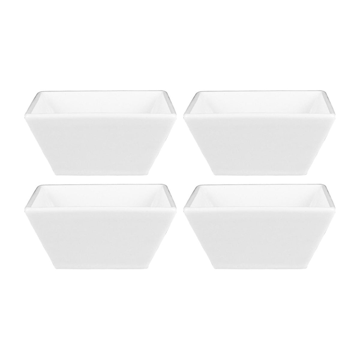 Merid Square White Porcelain Bowl 4" x 4" x h:2" 7 oz. (Set of 4)