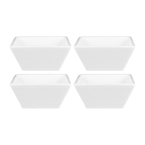 Merid Square White Porcelain Bowl 4" x 4" x h:2" 7 oz. (Set of 4)