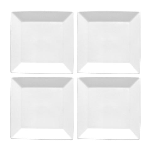 Porcelain Merid 8.25" x 8.25" Square White Porcelain Plate (Set of 4)