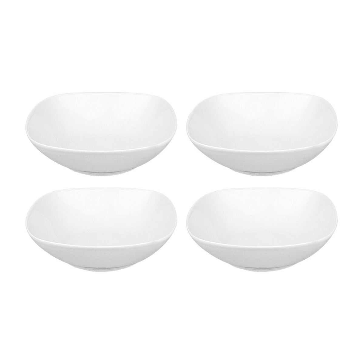 Porcelain Mimoza 6.75" x 6.75" x h:2" 23 oz. Square White Porcelain Bowl (Set of 4)