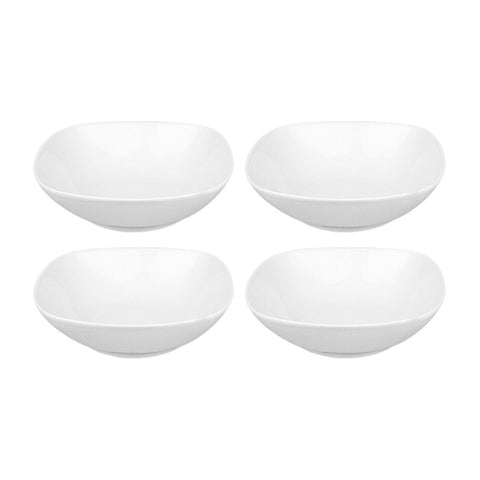 Porcelain Mimoza 6.75" x 6.75" x h:2" 23 oz. Square White Porcelain Bowl (Set of 4)