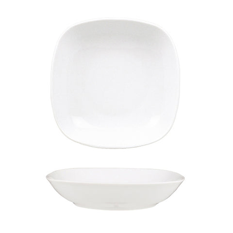 Mimoza Square White Porcelain Deep Plate 8.5" x 8.5" x h:1.25" 21 oz. (Set of 4)