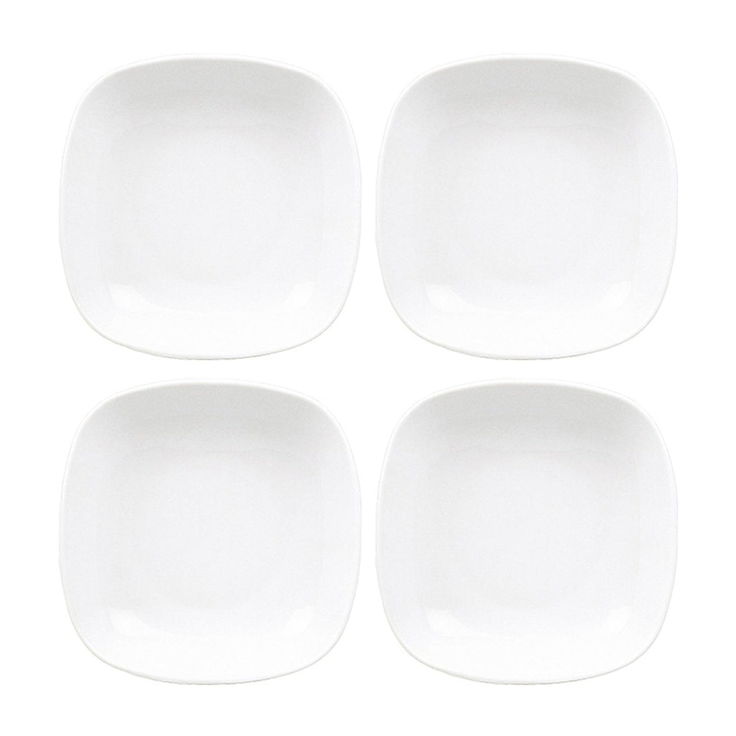Mimoza Square White Porcelain Deep Plate 8.5" x 8.5" x h:1.25" 21 oz. (Set of 4)