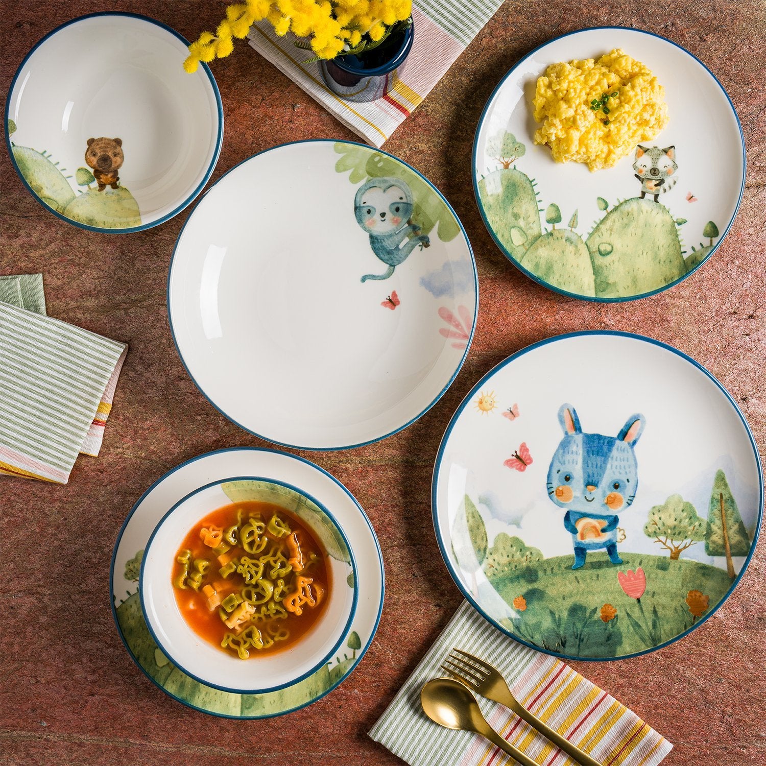 Minimeals dia.8.25" Round Decorated Vitrified Plate (Set of 2)
