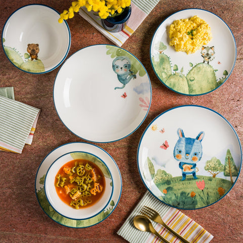 Minimeals dia.8.25" Round Decorated Vitrified Plate (Set of 2)