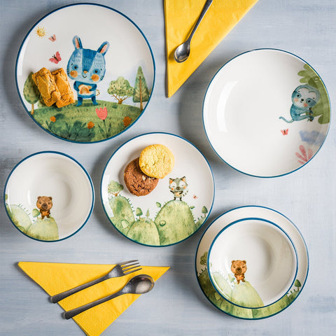 Minimeals dia.8.25" Round Decorated Vitrified Plate (Set of 2)