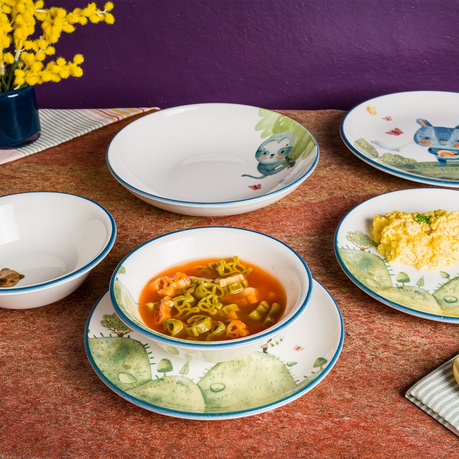 Minimeals dia.8.25" Round Decorated Vitrified Plate (Set of 2)