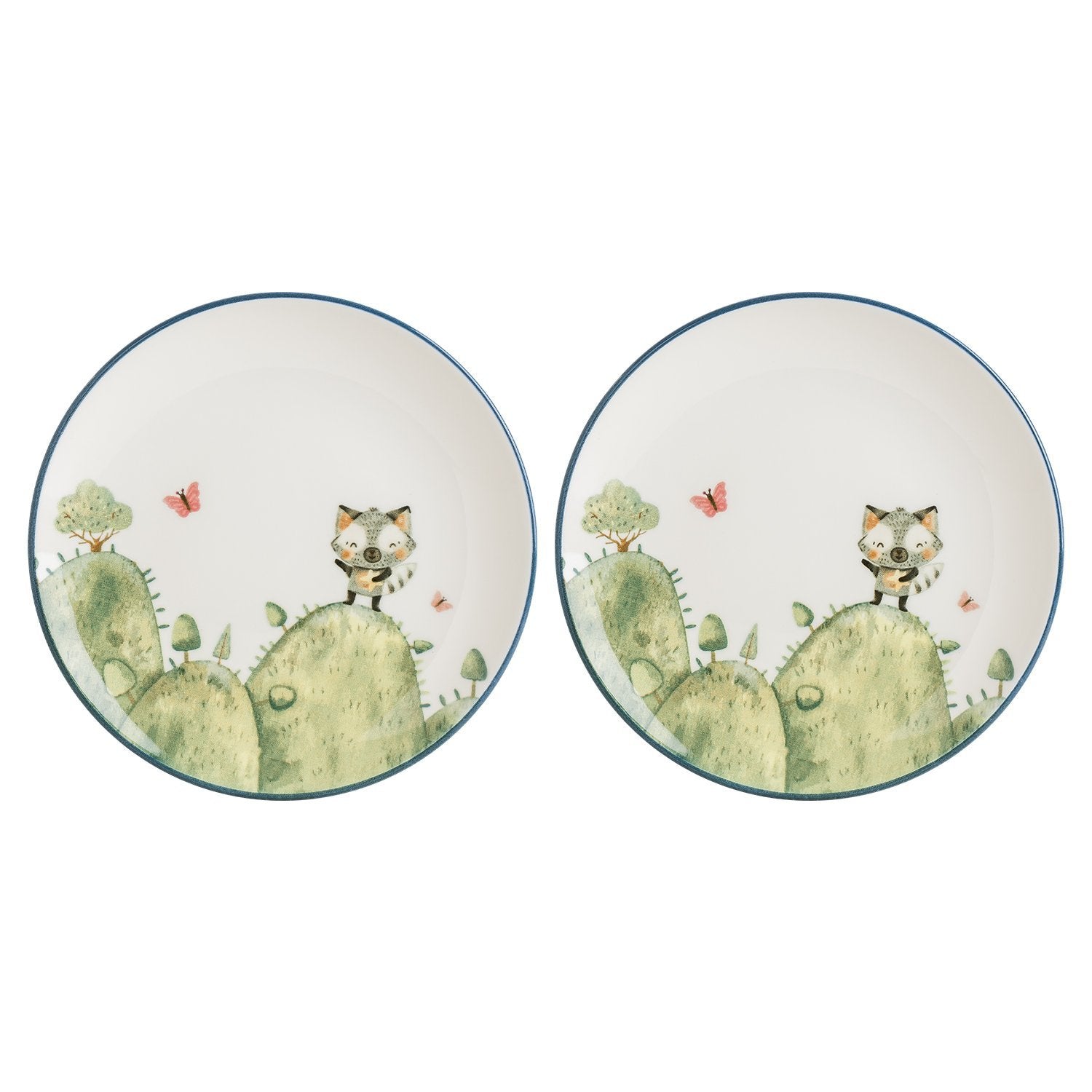 Minimeals dia.8.25" Round Decorated Vitrified Plate (Set of 2)
