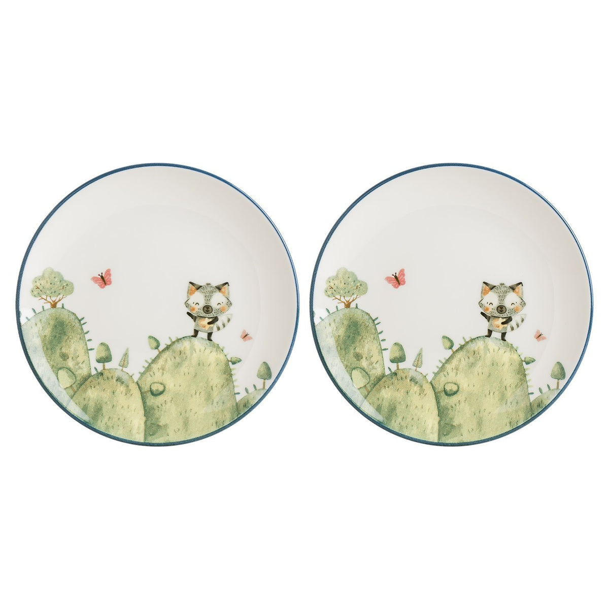 Minimeals dia.8.25" Round Decorated Vitrified Plate (Set of 2)