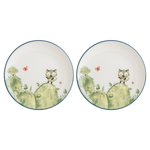Minimeals dia.8.25" Round Decorated Vitrified Plate (Set of 2)