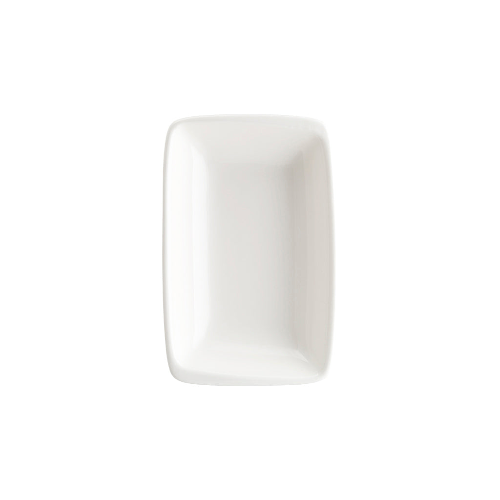 Bonna China Moove 6" x 3.75" x h:1.25" 6 oz. Rectangular Warm White Porcelain Deep Plate (Set of 2)