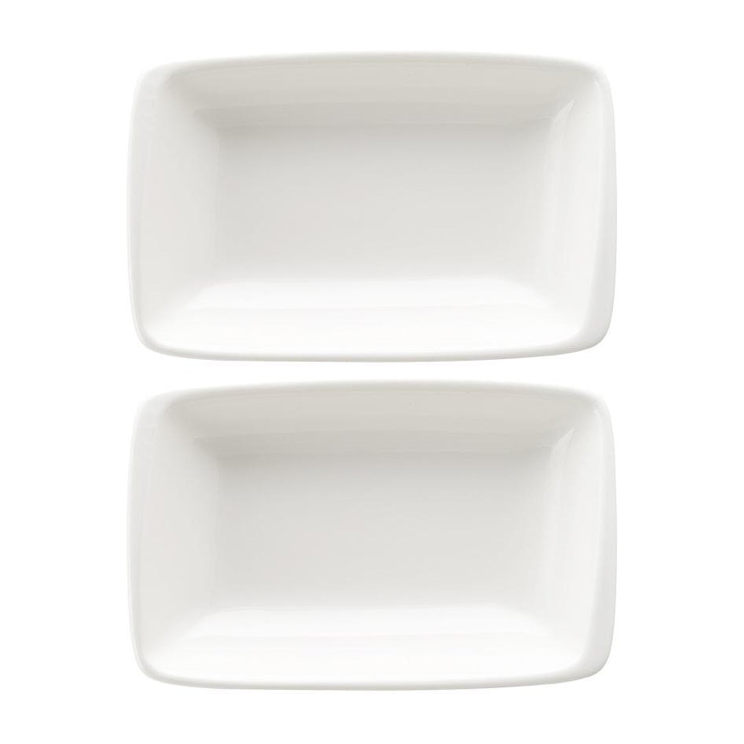 Bonna China Moove 6" x 3.75" x h:1.25" 6 oz. Rectangular Warm White Porcelain Deep Plate (Set of 2)
