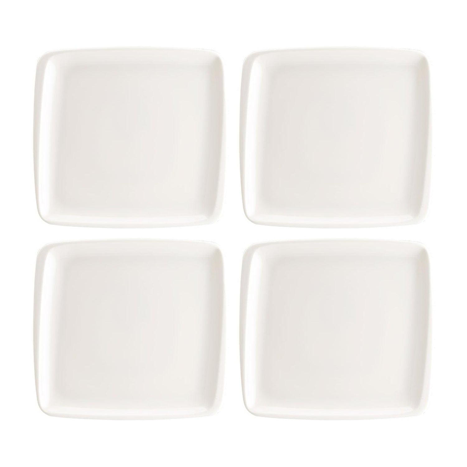 Bonna China Moove 6.25" x 5.75"  Square Warm White Porcelain Plate (Set of 4)