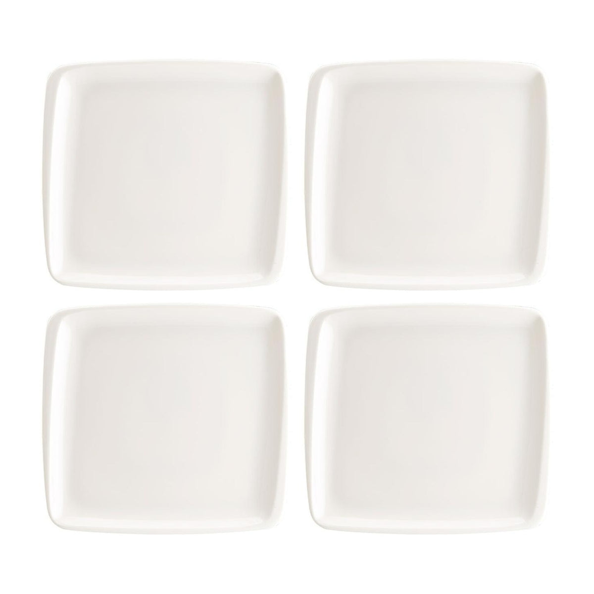 Bonna China Moove 6.25" x 5.75"  Square Warm White Porcelain Plate (Set of 4)