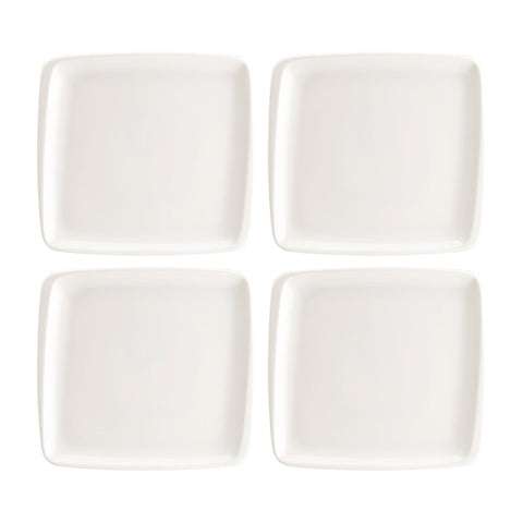 Bonna China Moove 6.25" x 5.75"  Square Warm White Porcelain Plate (Set of 4)
