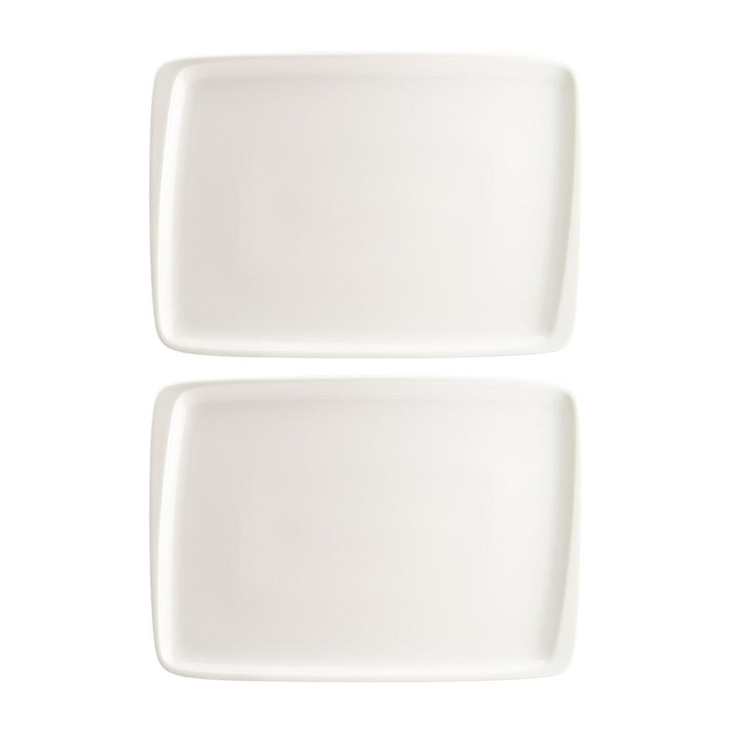 Bonna China Moove 9" x 6"  Rectangular Warm White Porcelain Plate (Set of 2)