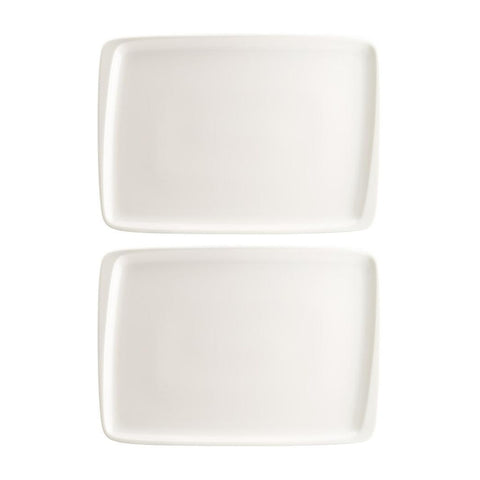 Bonna China Moove 9" x 6"  Rectangular Warm White Porcelain Plate (Set of 2)