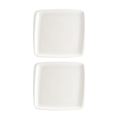 Bonna China Moove 8.5" x 8"  Square Warm White Porcelain Plate (Set of 2)