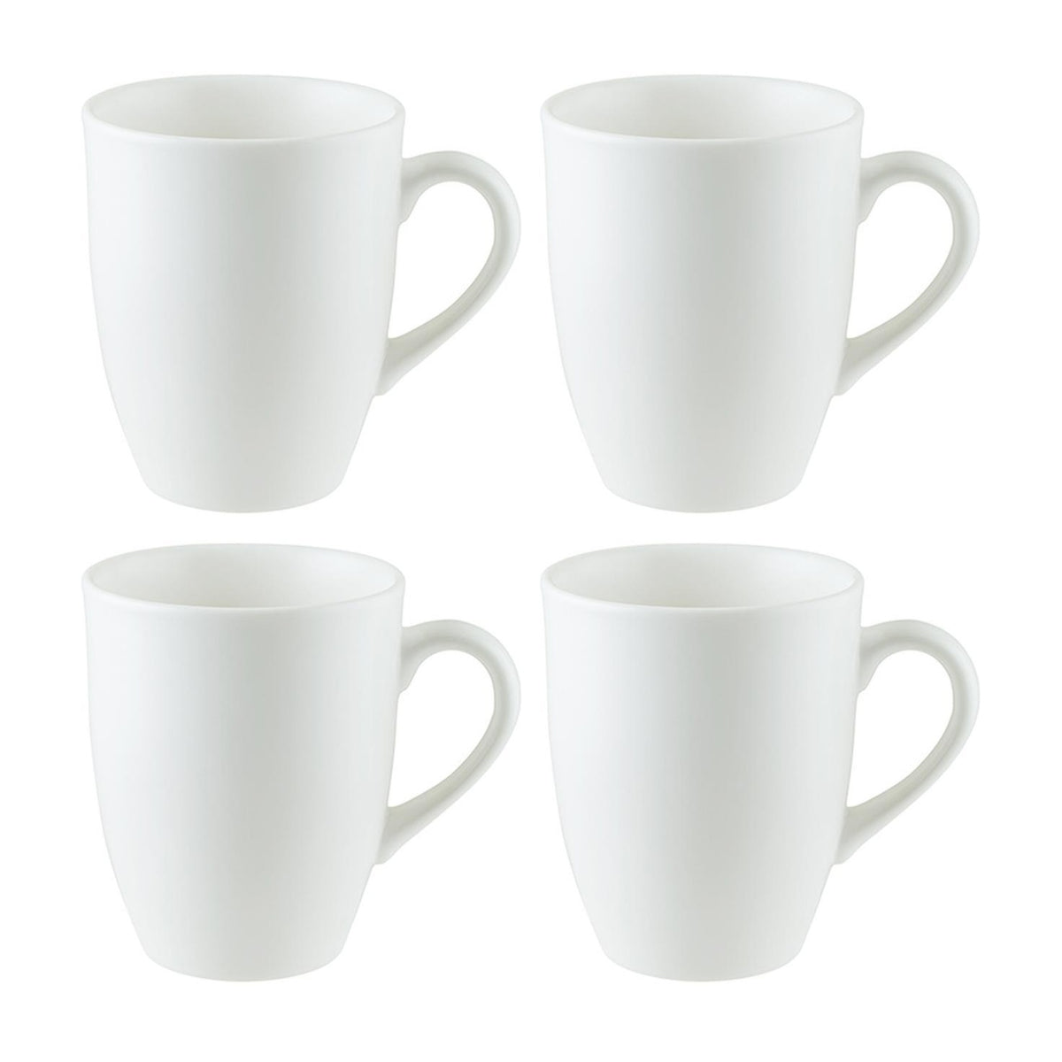 Bonna China Gourmet dia.3.25" h:4.25" 11 oz. Round Matte White Porcelain Mug (Set of 4)