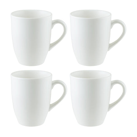 Bonna China Gourmet dia.3.25" h:4.25" 11 oz. Round Matte White Porcelain Mug (Set of 4)