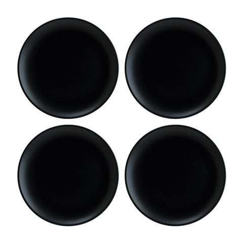 Bonna China Notte dia.8.25"  Round Black Porcelain Plate (Set of 4)