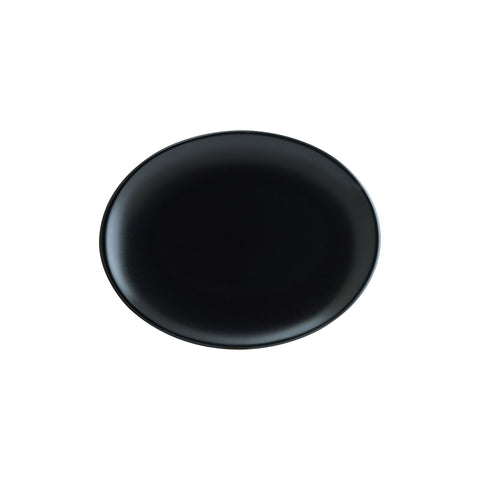 Bonna China Notte 12.25" x 9.5" x h:1" Oval Black Porcelain Platter