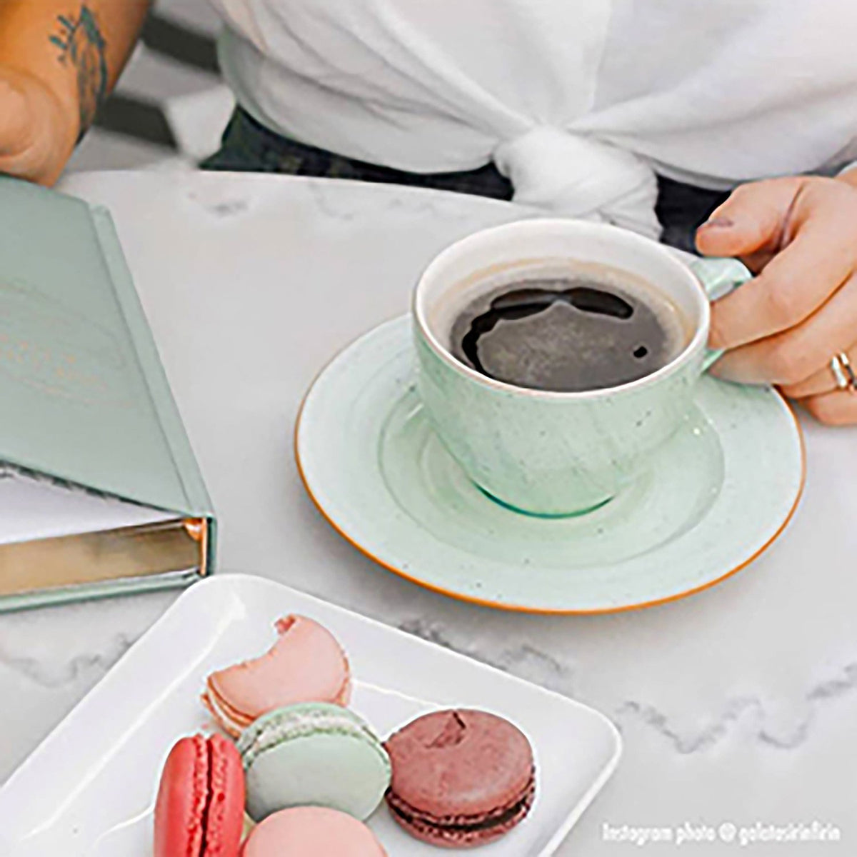Therapy Bistro  7 oz. Coffee Cup+Saucer Set for 2