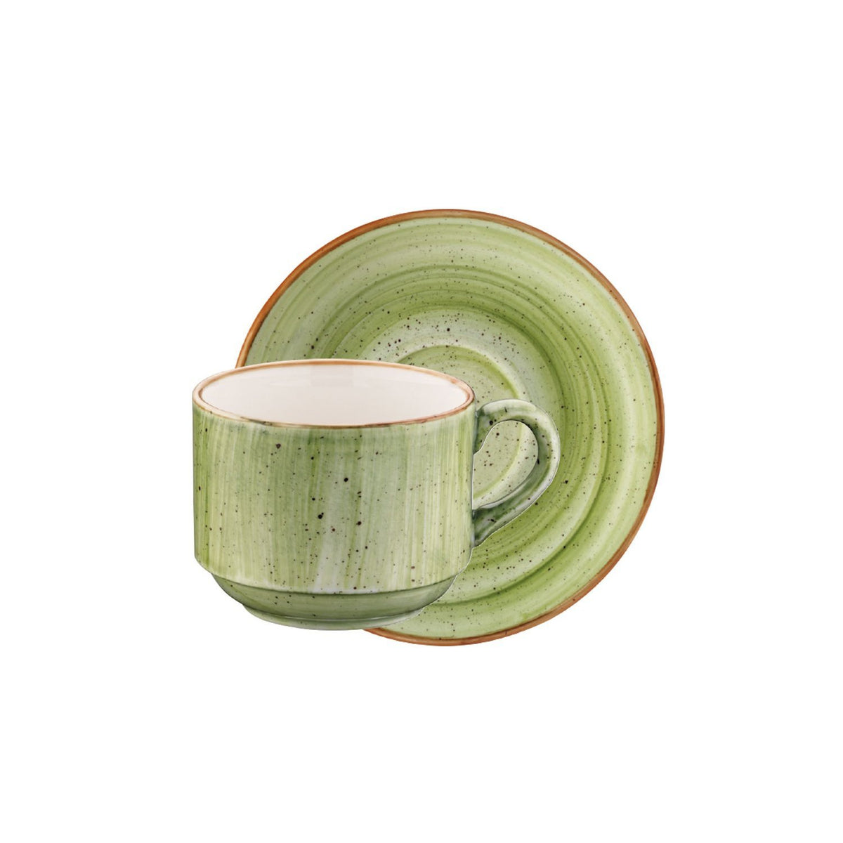 Therapy Stacking 7 oz. Coffee Cup+Saucer Set for 2