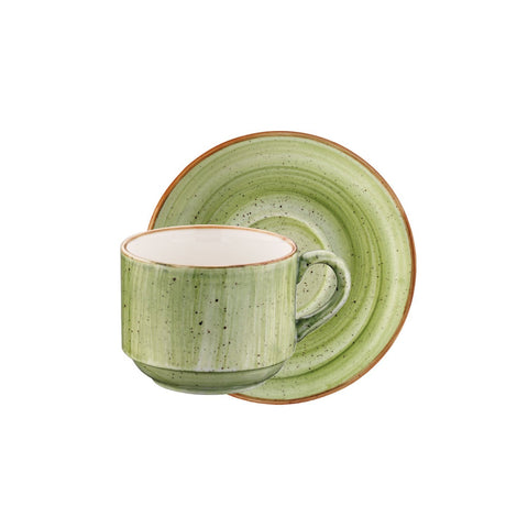 Therapy Stacking 7 oz. Coffee Cup+Saucer Set for 2