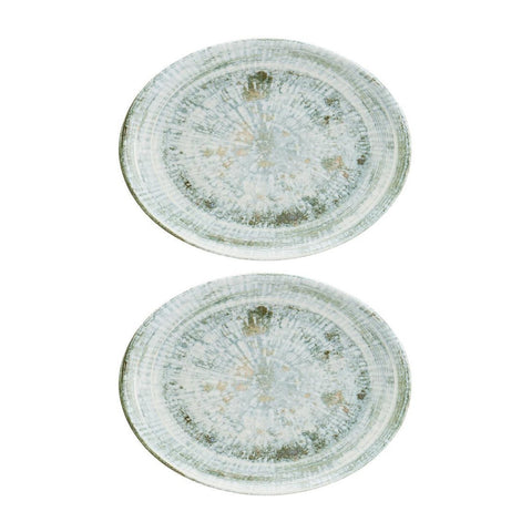Bonna China Odette 9.75" x 7.5" x h:1" Oval Decorated Porcelain Platter (Set of 2)