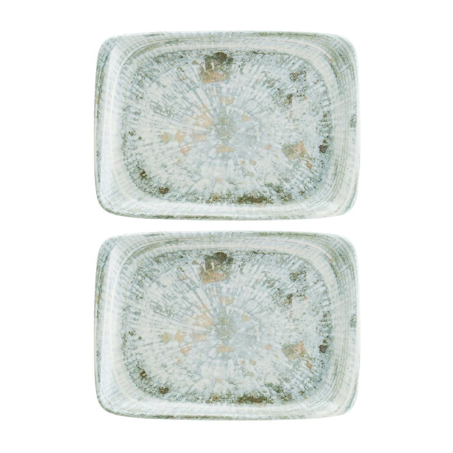 Bonna China Odette 9" x 6"  Rectangular Decorated Porcelain Plate (Set of 2)