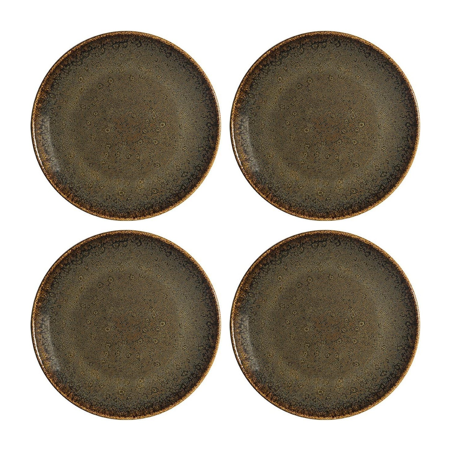 Bonna China Dhara dia.6.75"  Round Brown Porcelain Plate (Set of 4)