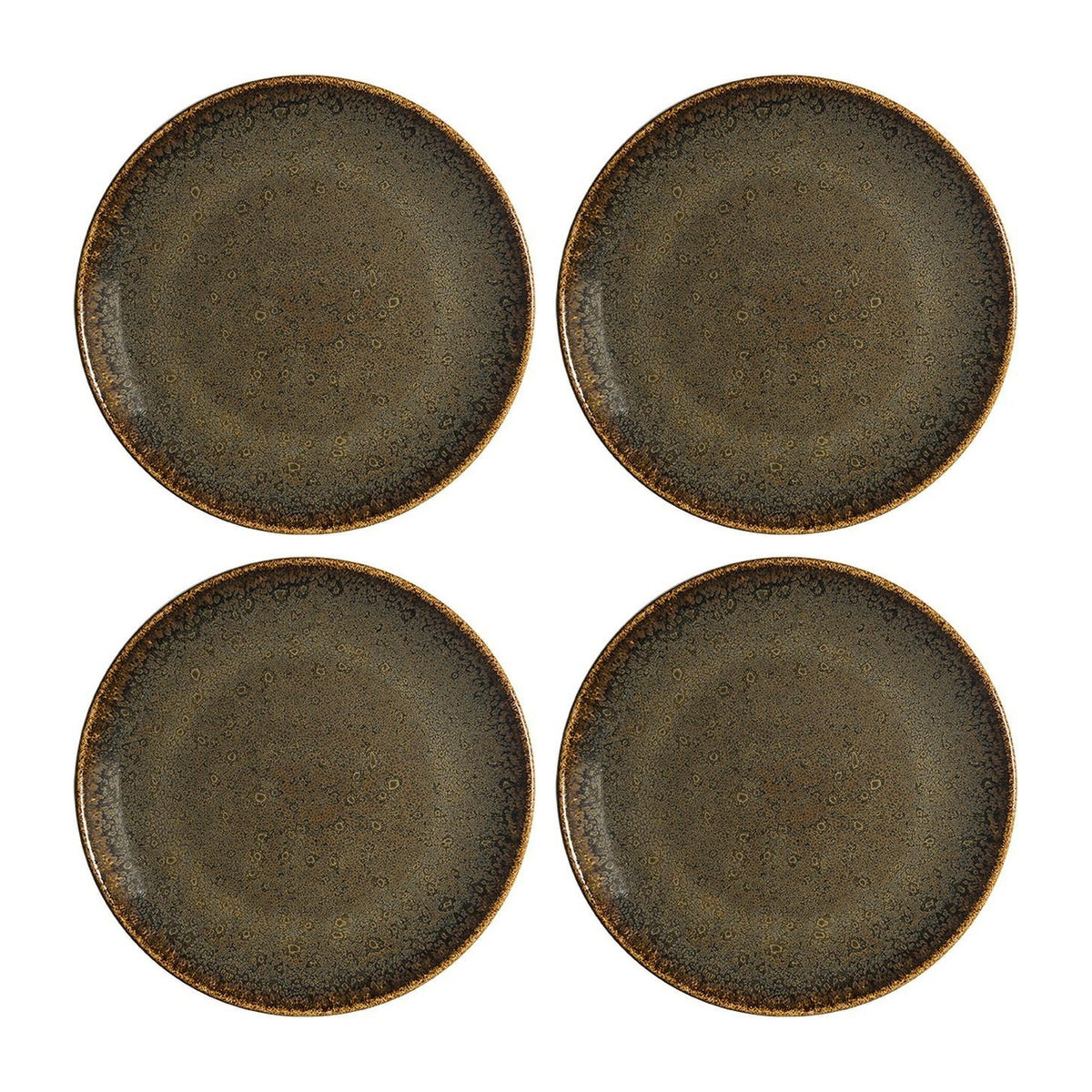 Bonna China Dhara dia.6.75"  Round Brown Porcelain Plate (Set of 4)