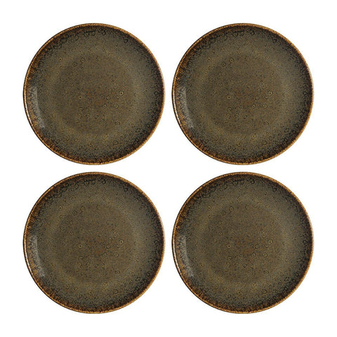 Bonna China Dhara dia.6.75"  Round Brown Porcelain Plate (Set of 4)
