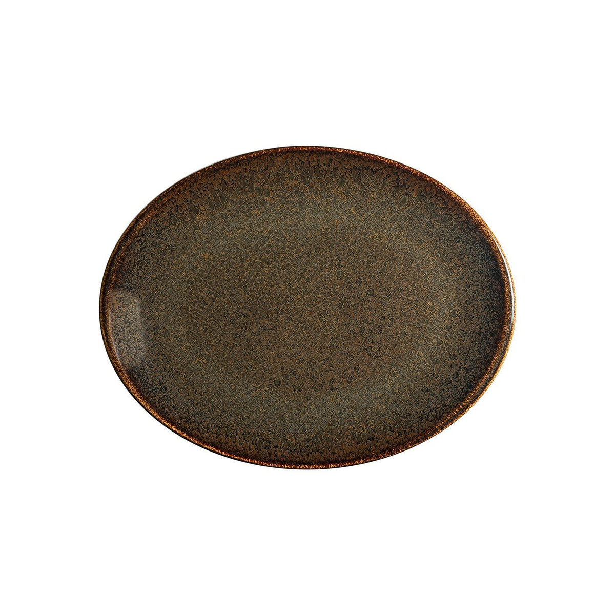 Tierra 14.25" x 11" x h:1.25" Oval Brown Vitrified Platter (1 each)