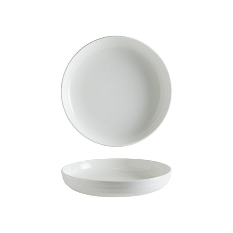 Bonna China Pott Bowl dia.10" h:1.75" 50 oz. Round Warm White Porcelain Bowl (Set of 2)
