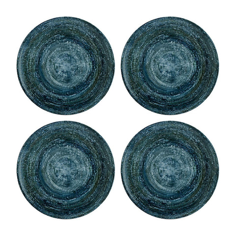 Bonna China Patera Denim dia.12"  Round Decorated Porcelain Plate (Set of 4)