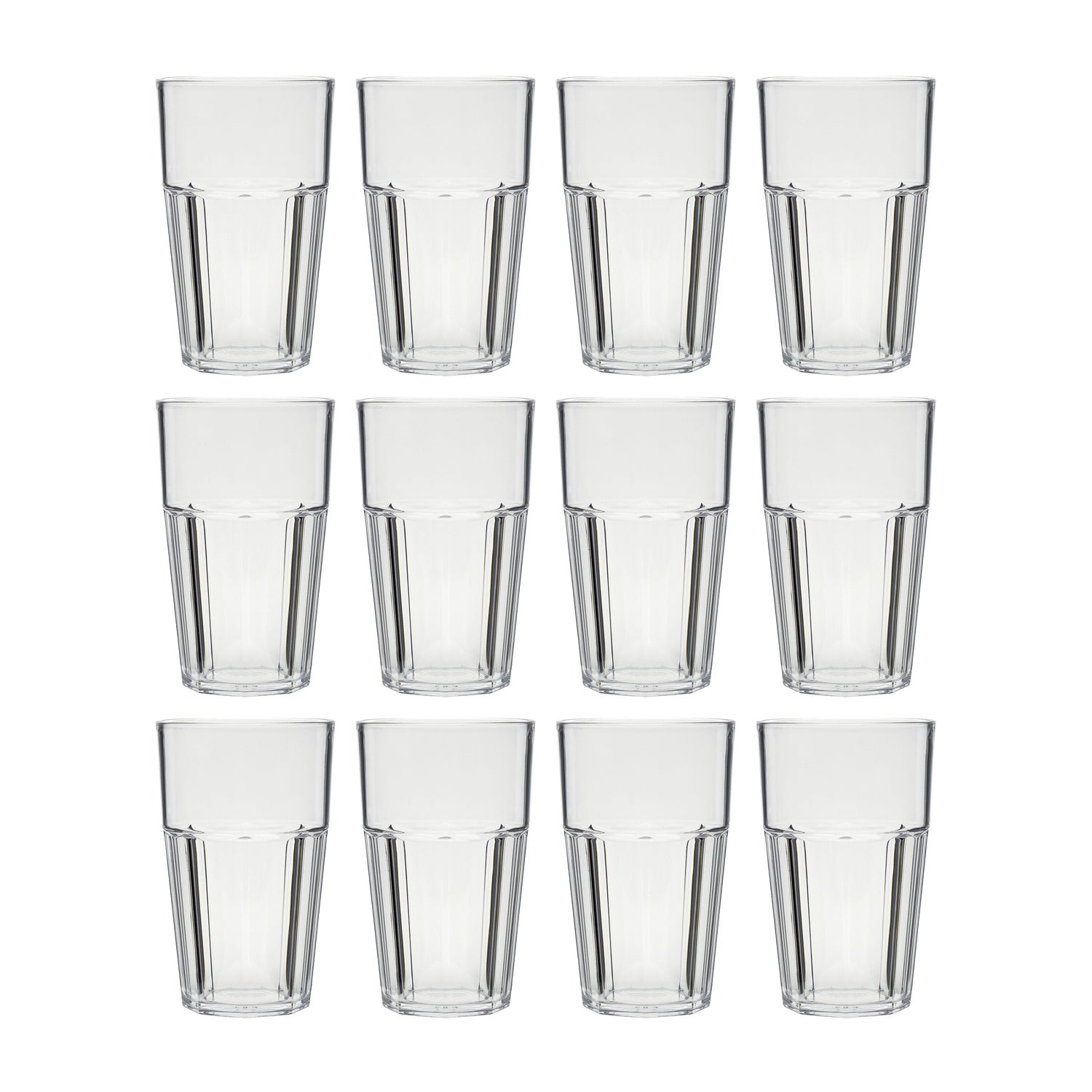 Round Clear Polycarbonate Tumbler  dia.3.25" h:5.25" 14 oz. (Set of 12)