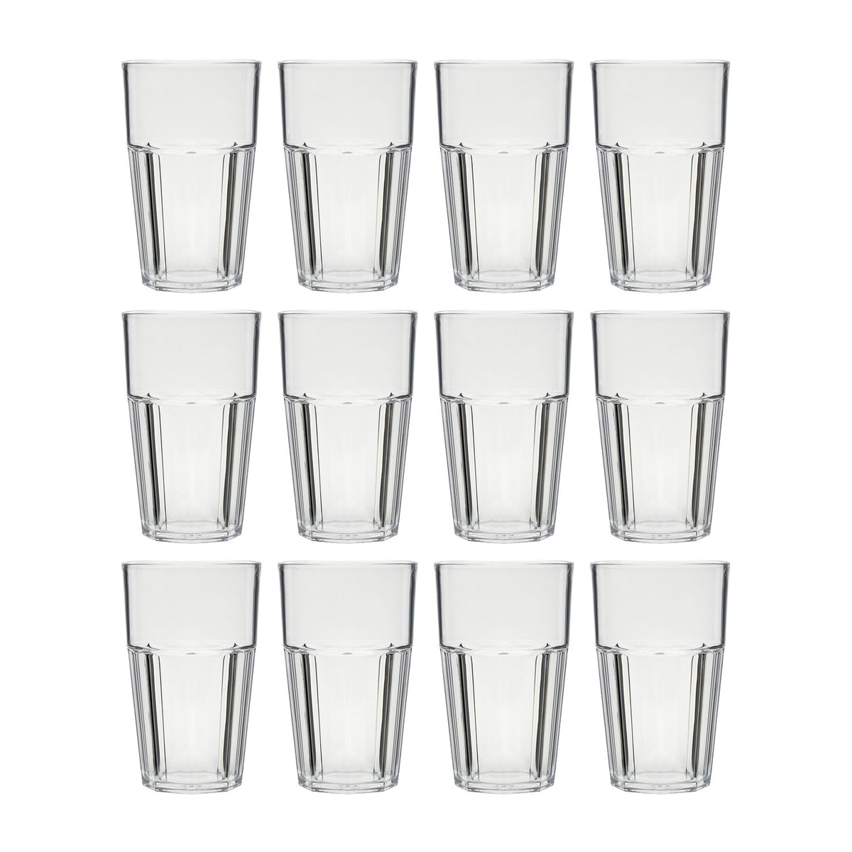 Round Clear Polycarbonate Tumbler  dia.3.25" h:5.25" 14 oz. (Set of 12)