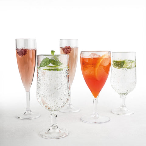 Premium dia.2.25" h:8.5" 6 oz. Round Clear Polycarbonate Champagne Flute (Set of 12)