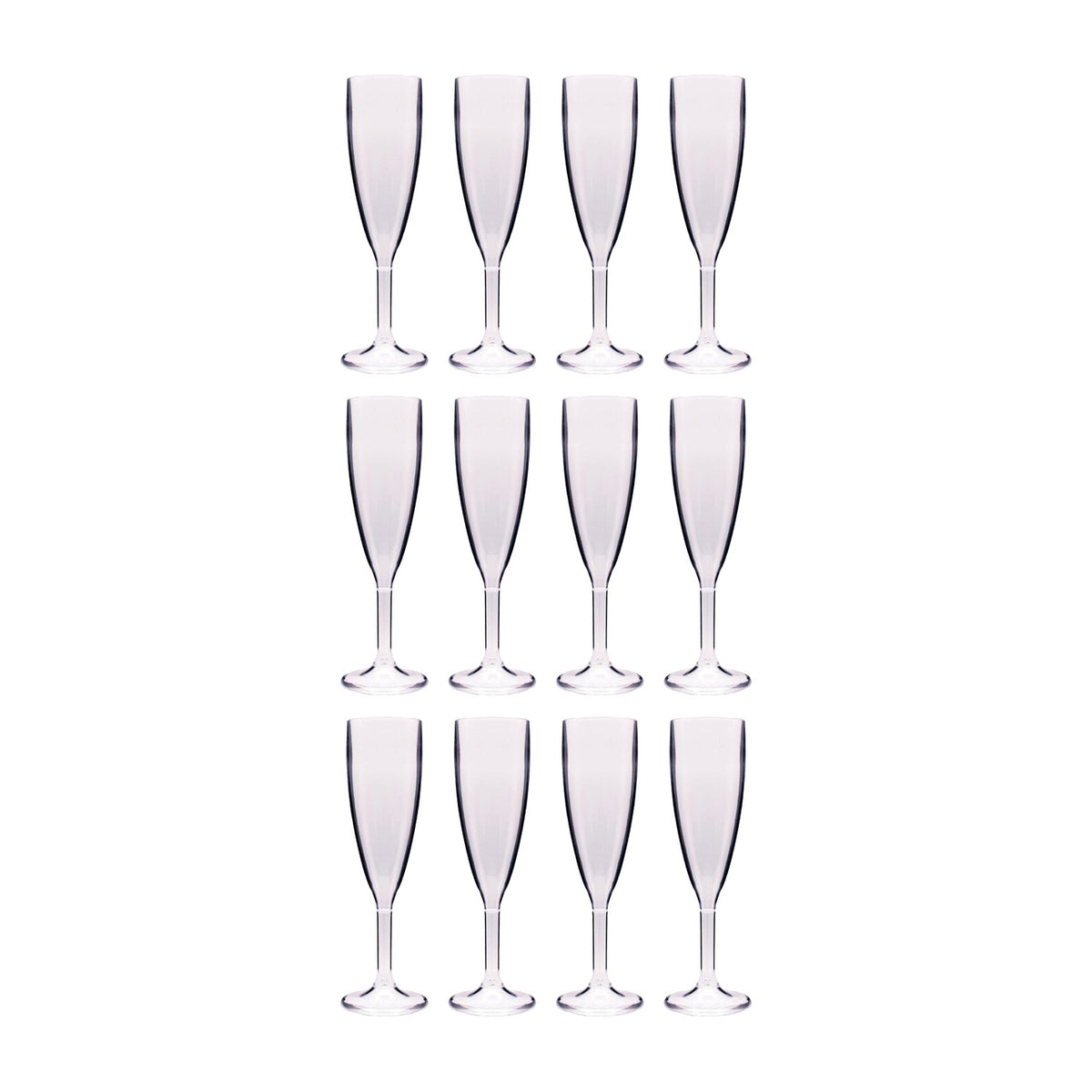 Round Clear Polycarbonate Champagne Flute  dia.2.25" h:8.5" 6 oz. (Set of 12)