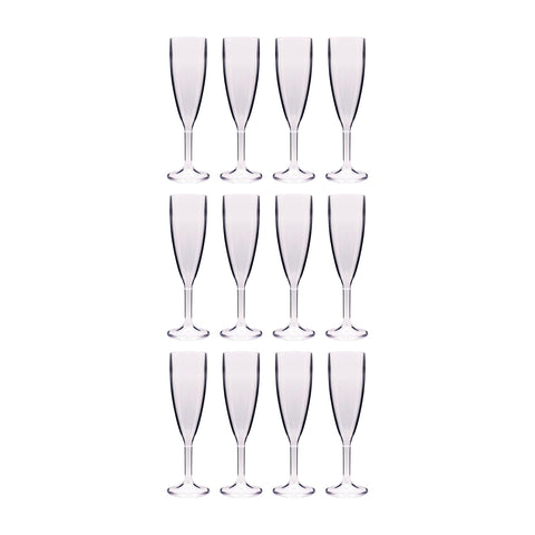 Round Clear Polycarbonate Champagne Flute  dia.2.25" h:8.5" 6 oz. (Set of 12)
